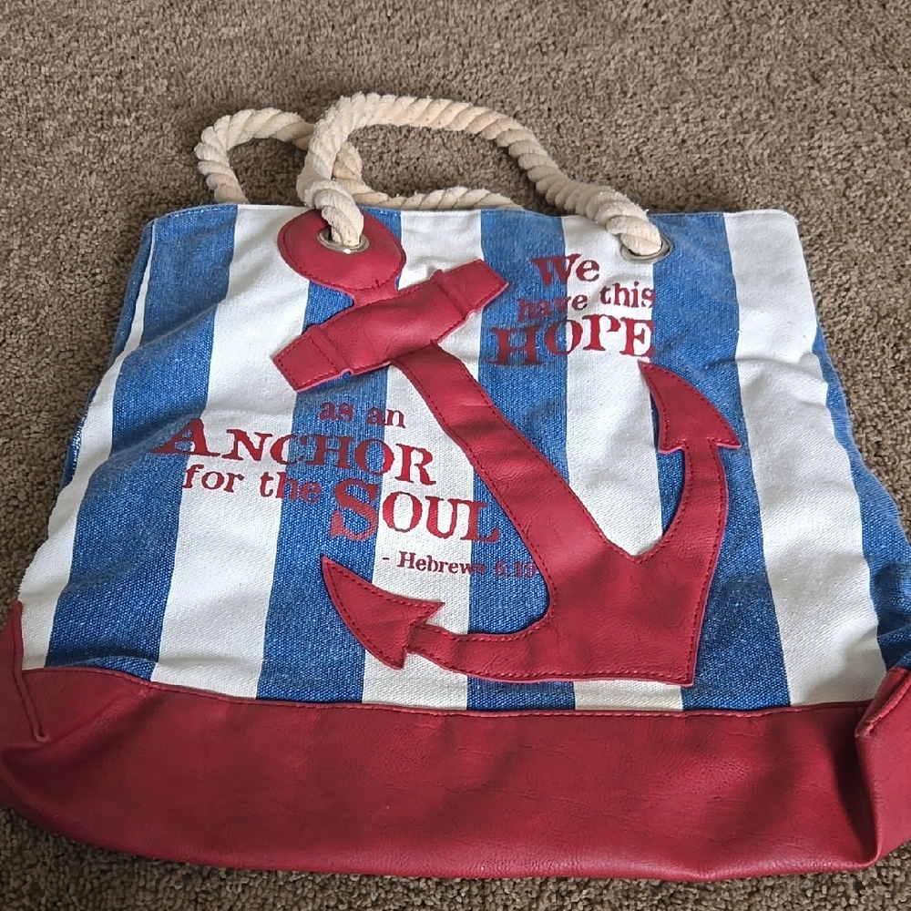 Nautical Blue and Red Tote Bag